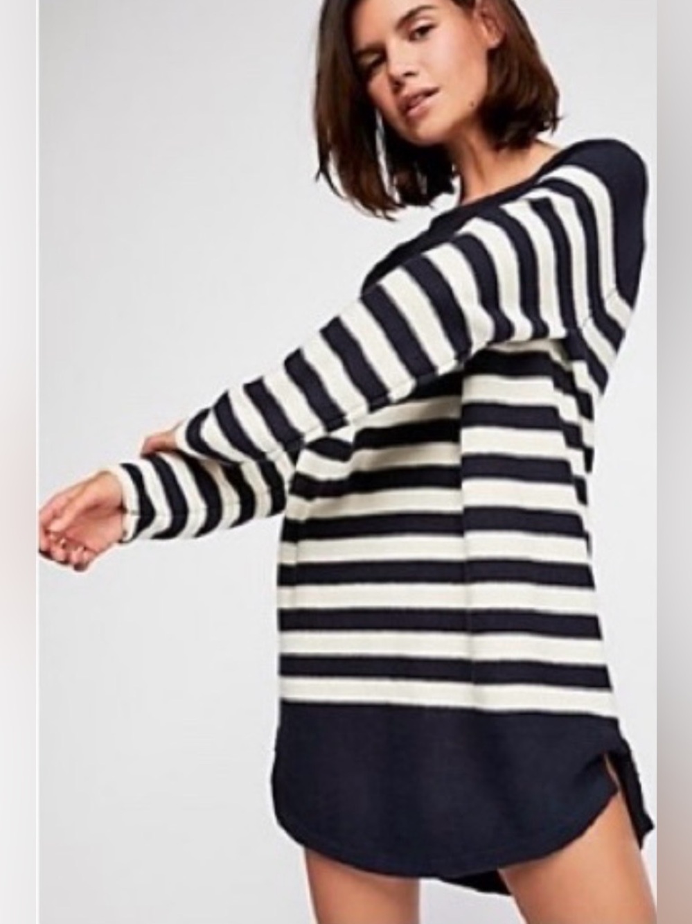FP Beach by Free People Cotton Navy & Ivory Sweater